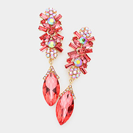 Marquise Glass Crystal Drop Evening Earrings