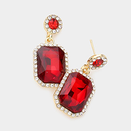 Rhinestone Rectangle Stone Evening Earrings