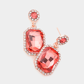 Rhinestone Rectangle Stone Evening Earrings