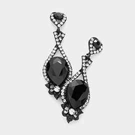 Crystal rhinestone teardrop evening earrings