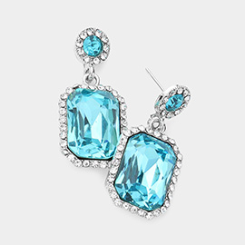 Rhinestone Rectangle Stone Evening Earrings