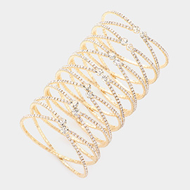 Round Stone Pointed Crisscross Cuff Evening Bracelet