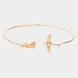 Metal Flower Bird Tip Cuff Bracelet