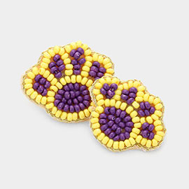 Felt Back Seed Beaded Paw Stud Earrings