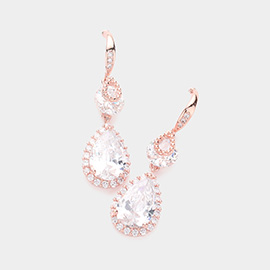 CZ Teardrop Dangle Evening Earrings