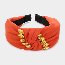 Marquise Stone Embellished Knot Burnout Headband