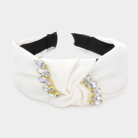 Marquise Stone Embellished Knot Burnout Headband