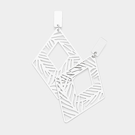 Cut Out Metal Rhombus Dangle Earrings