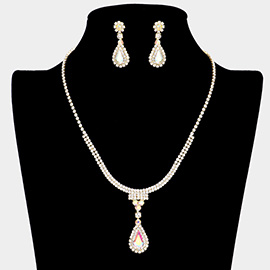 Teardrop Stone Accented Rhinestone Necklace