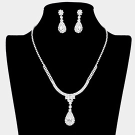 Teardrop Stone Accented Rhinestone Necklace