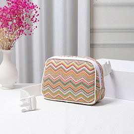 Zigzag Chevron Patterned Straw Sling Bag / Fanny Pack / Belt Bag