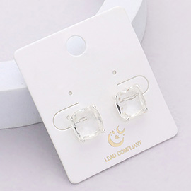 Cushion Square Stone Stud Evening Earrings