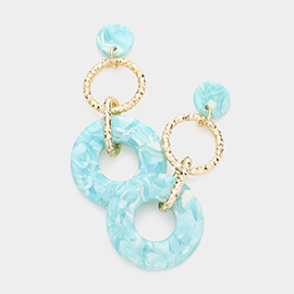 Celluloid Acetate Open Circle Link Dangle Earrings