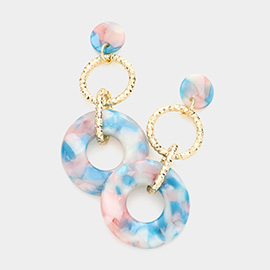 Celluloid Acetate Open Circle Link Dangle Earrings