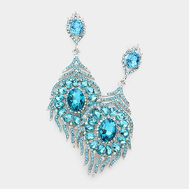 Oval Crystal Rhinestone Flame Evening Earrings