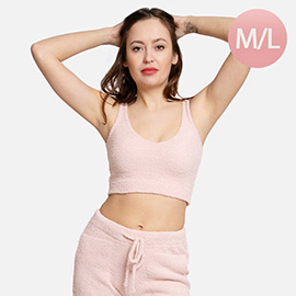 Solid V neck Crop Top