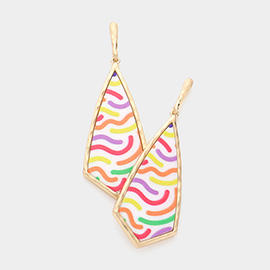 Colorful Line Patterned Resin Dangle Earrings