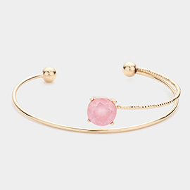 CZ Round Stone Accented Cuff Bracelet