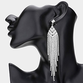 Rhinestone Pave Fringe Dangle Evening Earrings