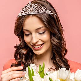 Rhinestone Leaf Princess Tiara