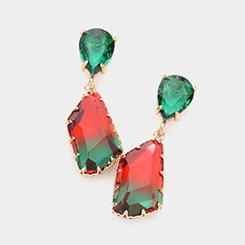 Teardrop Abstract Ombre Stone Link Dangle Evening Earrings