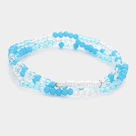 3PCS - Pearl Faceted Beaded Stretch Bracelets