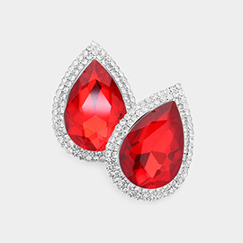 Teardrop Stone Accented Evening Earrings