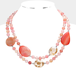 Geometric Bead Accented Double Layered Necklace