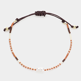 Pearl Accented Beaded Pull Tie Cinch Bracelet