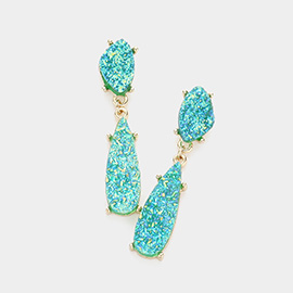 Geometric Druzy Link Dangle Earrings