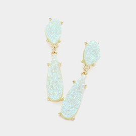 Geometric Druzy Link Dangle Earrings