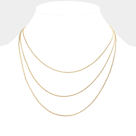 Metal Chain Triple Layered Bib Necklace