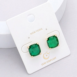 Cushion Square Stone Stud Evening Earrings