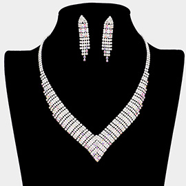 Rhinestone Pave V Shaped Necklace