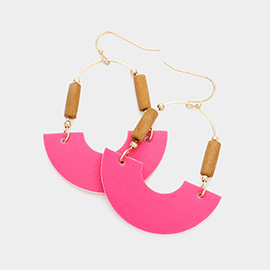 Faux Leather Accented Link Dangle Earrings