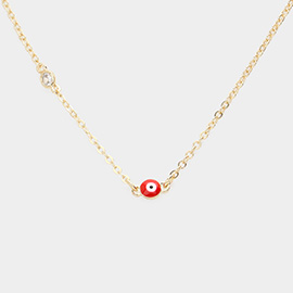 Round Stone Pointed Evil Eye Pendant Necklace