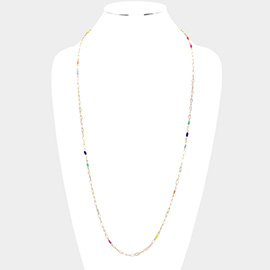 Faceted Rectangle Bead Station Long Necklace