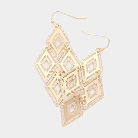 Geometric Metal Rhombus Link Dangle Earrings