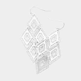 Geometric Metal Rhombus Link Dangle Earrings