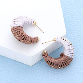 Raffia Wrapped Hoop Earrings