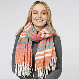 Striped Fringe Scarf