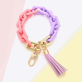 Tassel Charm Open Rectangle Link Keychain / Bracelet