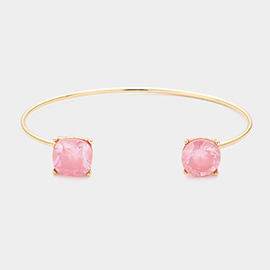 CZ Cushion Square Round Stone Tip Cuff Bracelet