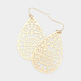 Filigree Metal Teardrop Dangle Earrings