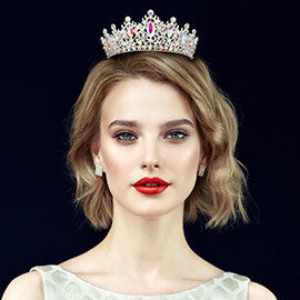 Marquise Stone Accented Leaf Detail Crown Queen Tiara