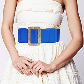 Stone Embellished Open Rectangle Elastic Belt