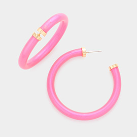 Colored Shiny Tube Hoop Earrings