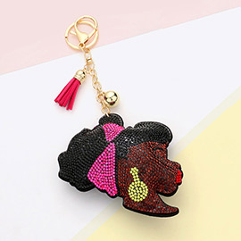 Bling Afro Girl Tassel Keychain