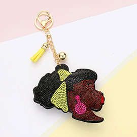 Bling Afro Girl Tassel Keychain