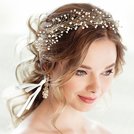 Floral Pearl Cluster Bun Wrap Headpiece / Necklace